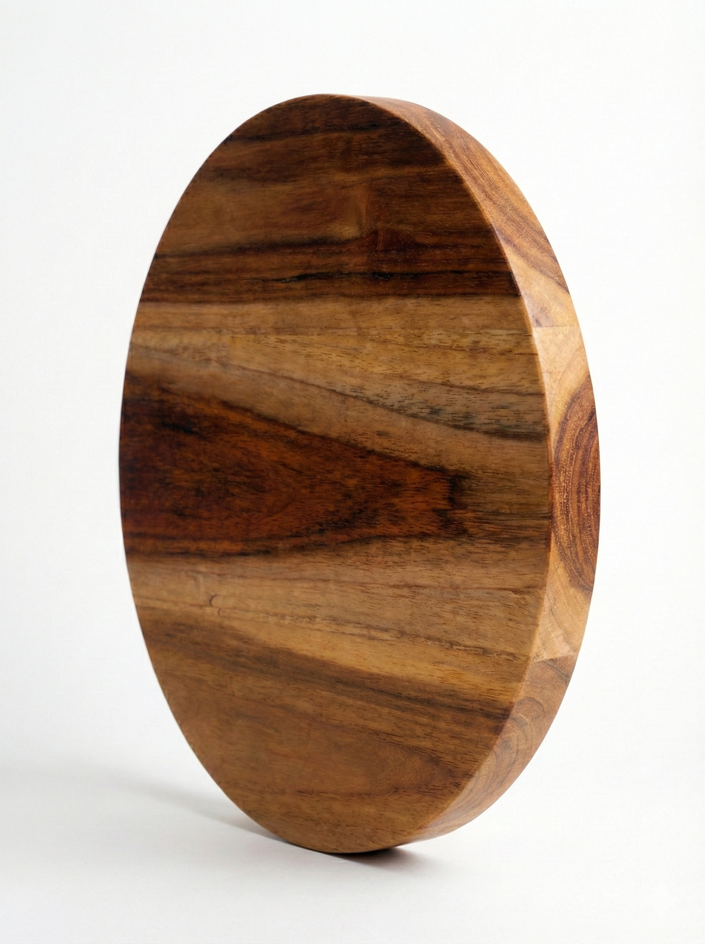 Set de 3 piezas tabla Redonda de Madera Teca 25x25 cm | Acabado Natural con Aceite Mineral y Cera de Abeja